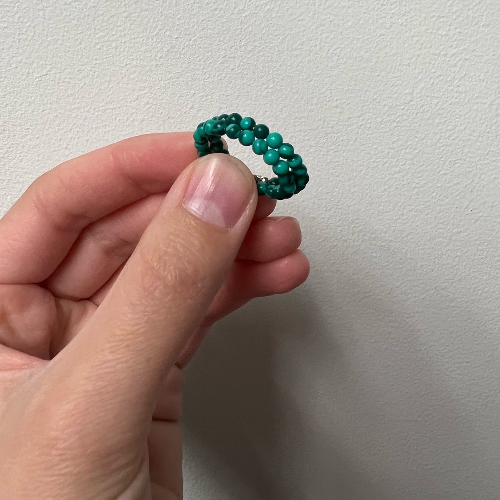 Turquoise and Jade Double-Stack Beaded Fashion Ring